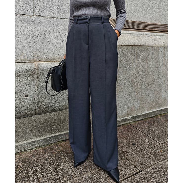 グレー | パイピング2タックワイドパンツesutoreja ボトム スタイルアップ | BUYSENSE
