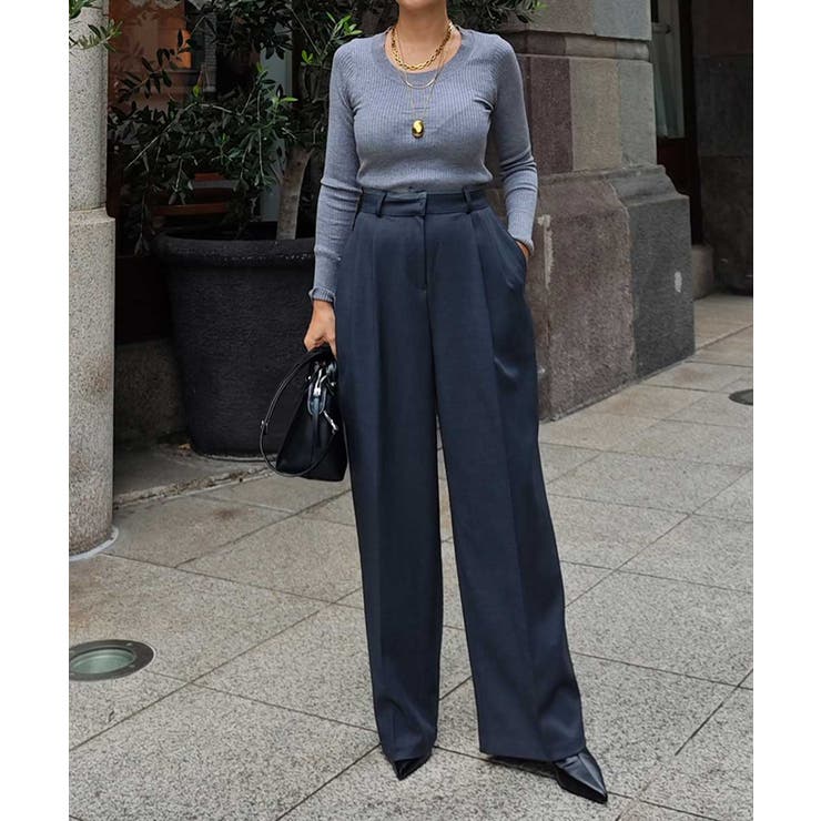 パイピング2タックワイドパンツesutoreja ボトム スタイルアップ | BUYSENSE | 詳細画像2 