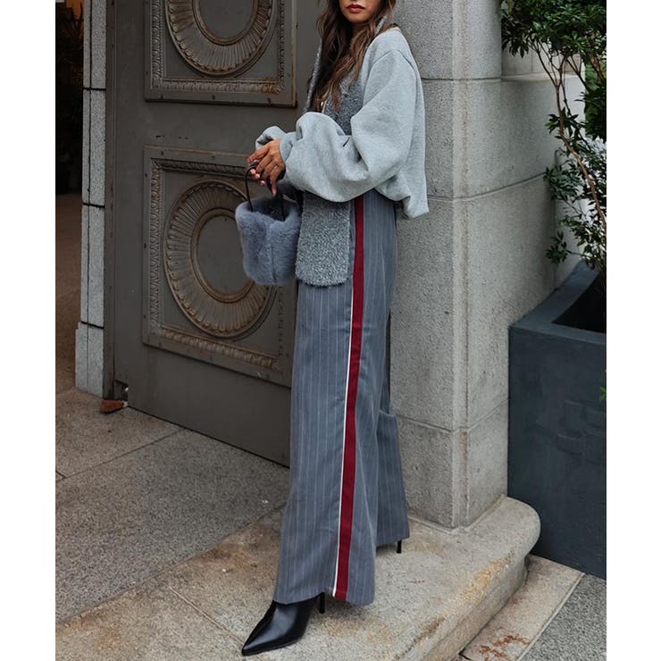 サイドラインストライプワイドパンツesutoreja ボトム スタイルアップ | BUYSENSE | 詳細画像2 