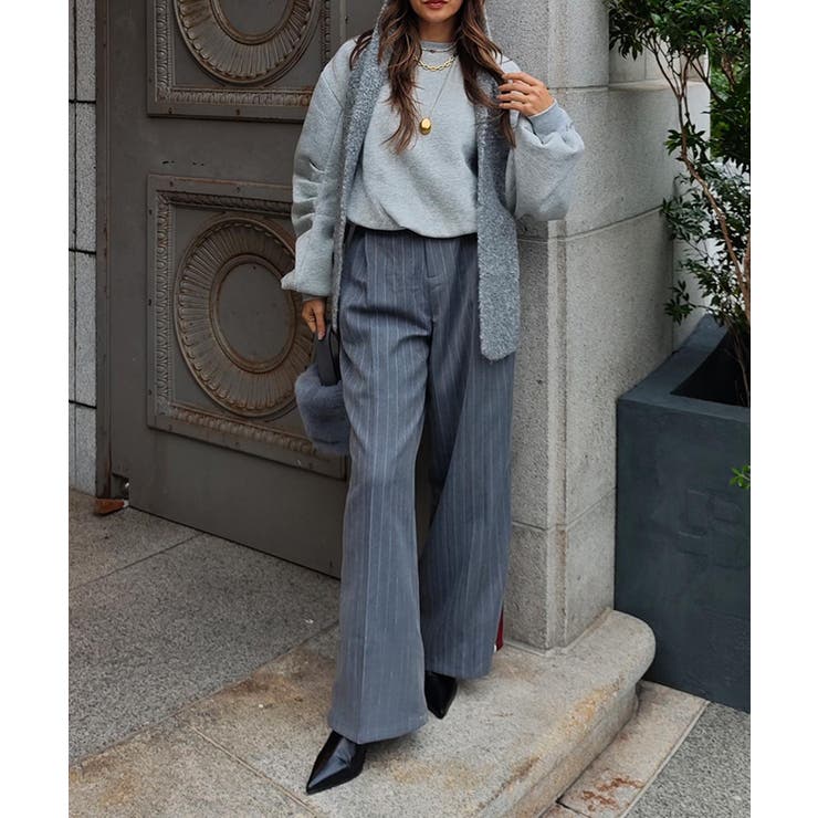 サイドラインストライプワイドパンツesutoreja ボトム スタイルアップ | BUYSENSE | 詳細画像4 