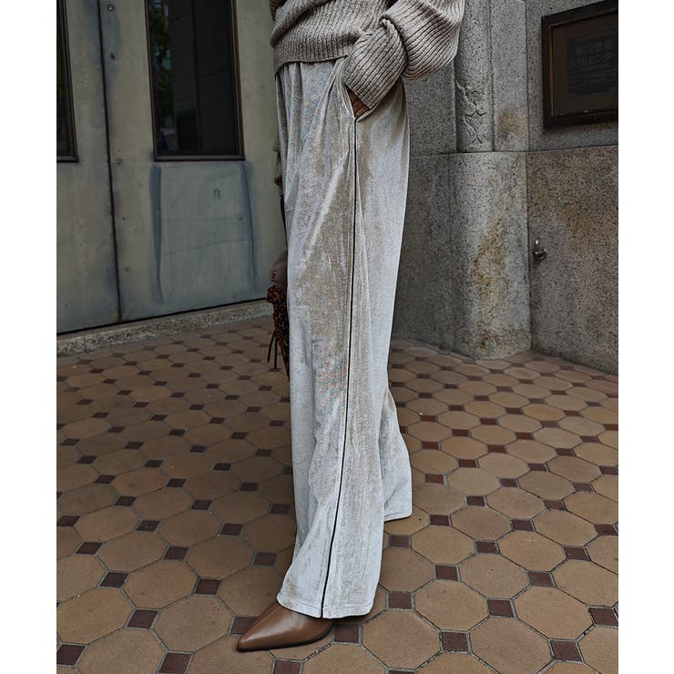 アイボリー | サイドラインベロアイージーパンツesutoreja ボトム スタイルアップ | BUYSENSE