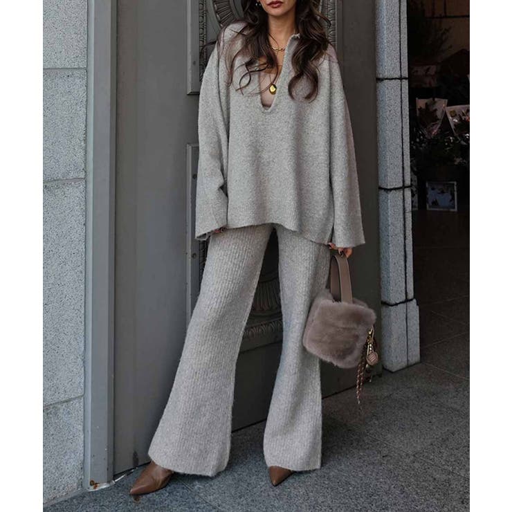 ミックスニットフレアパンツesutoreja ボトム スタイルアップ | BUYSENSE | 詳細画像2 