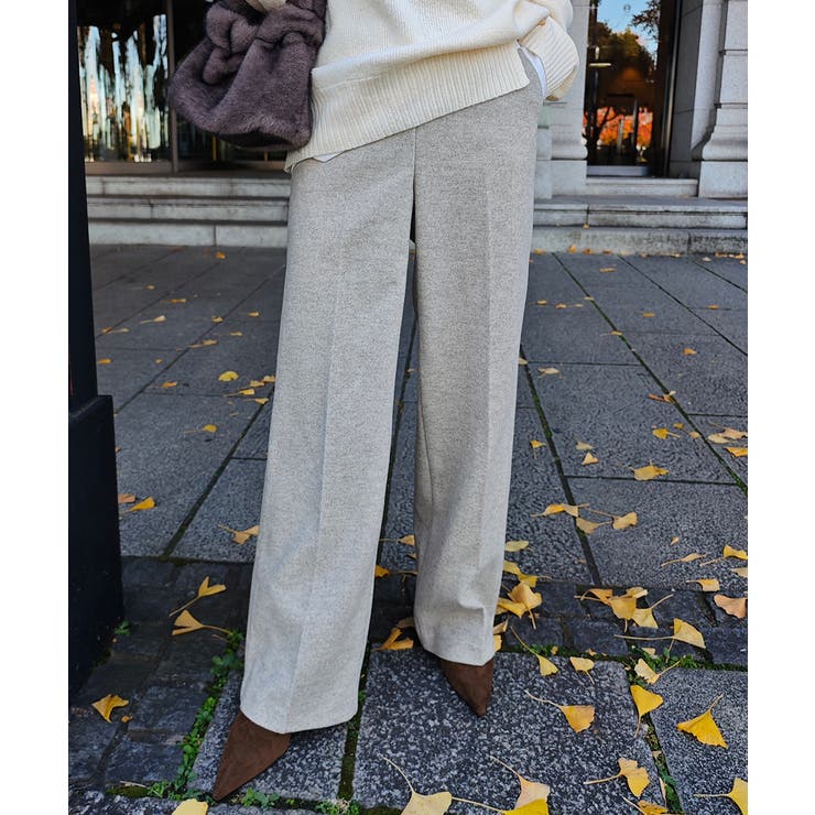 オートミール | ウールライクセンタープレスパンツesutoreja ボトム スタイルアップ | BUYSENSE