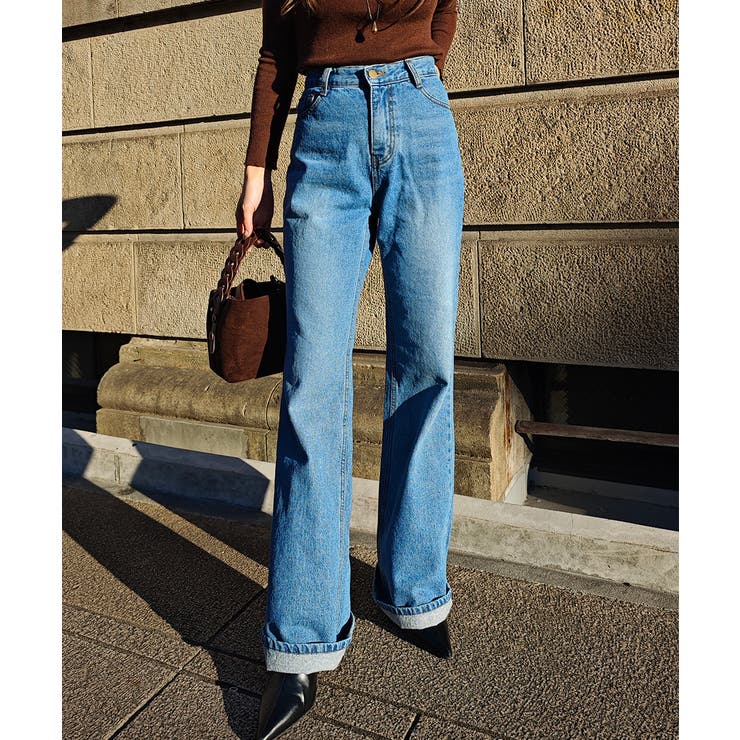 ブルー | フレアデニムパンツesutoreja ボトム スタイルアップ | BUYSENSE