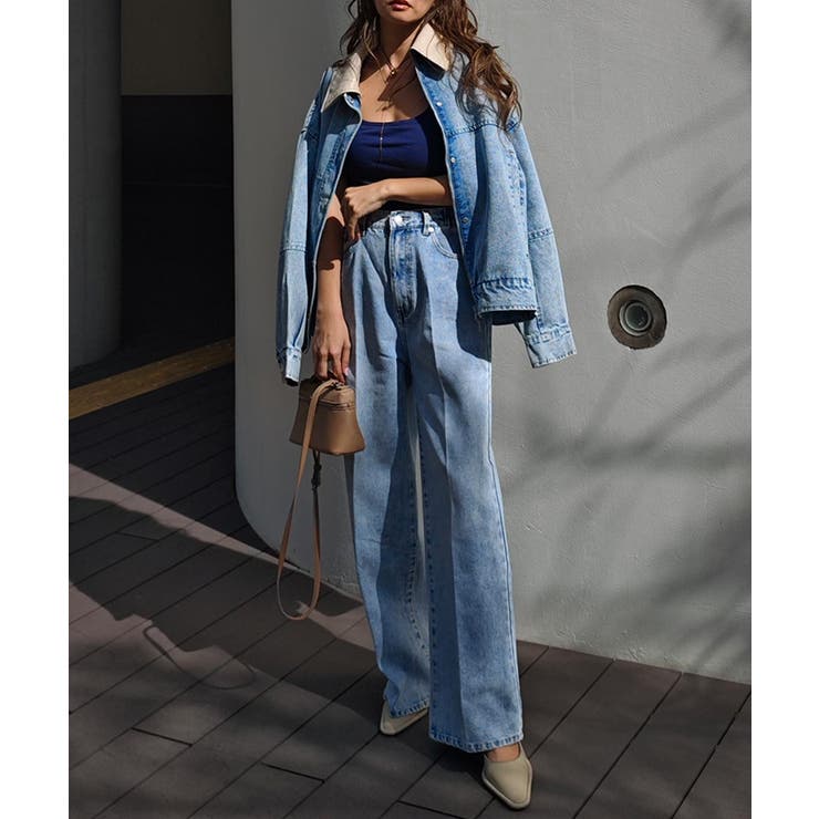 センタープレスワイドデニムesutoreja ボトム スタイルアップ | BUYSENSE | 詳細画像2 