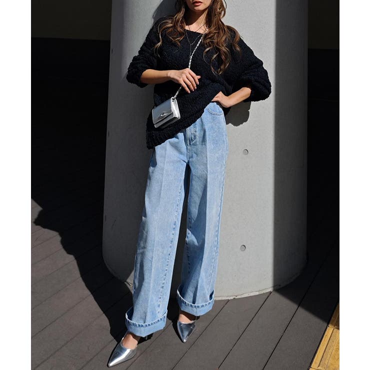 センタープレスワイドデニムesutoreja ボトム スタイルアップ | BUYSENSE | 詳細画像3 