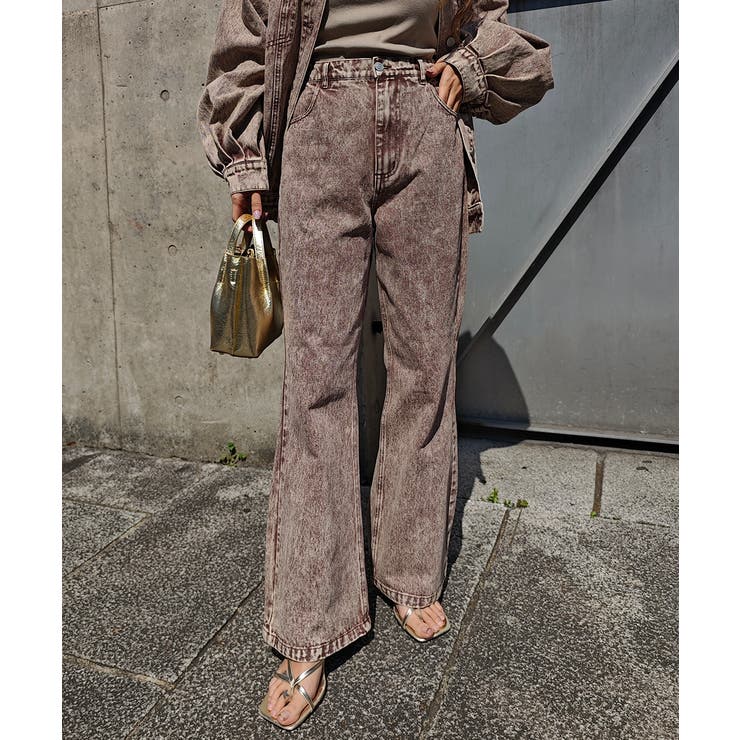 ブラウン | ケミカルウォッシュカラーデニムパンツesutoreja ボトム スタイルアップ | BUYSENSE