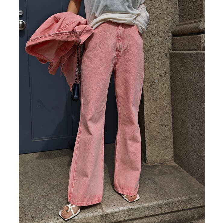 ピンク | ケミカルウォッシュカラーデニムパンツesutoreja ボトム スタイルアップ | BUYSENSE