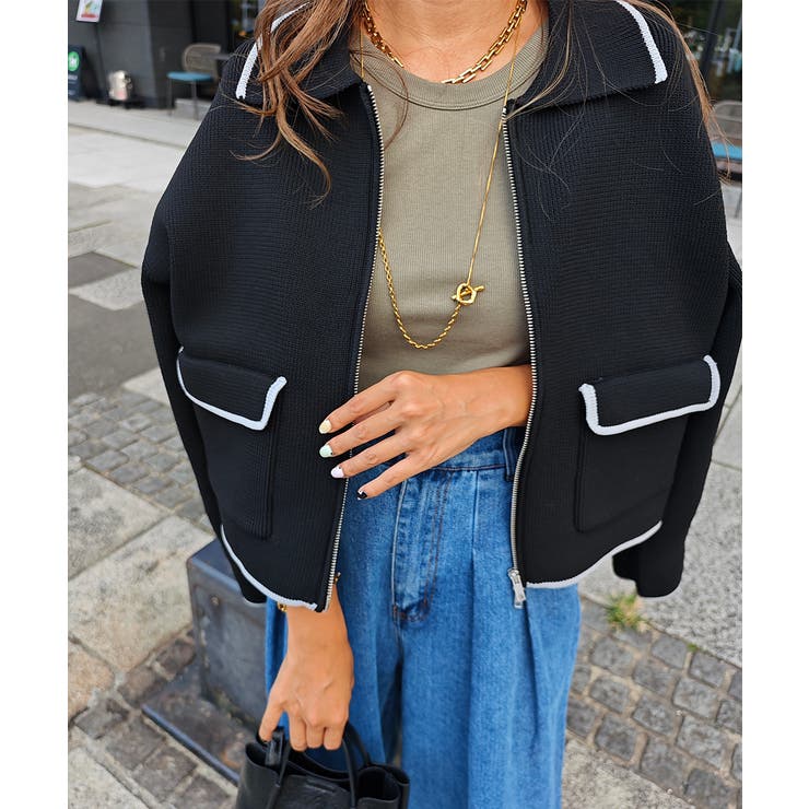 ダブルジップニットブルゾンesutoreja カーディガン スタイルアップ | BUYSENSE | 詳細画像9 