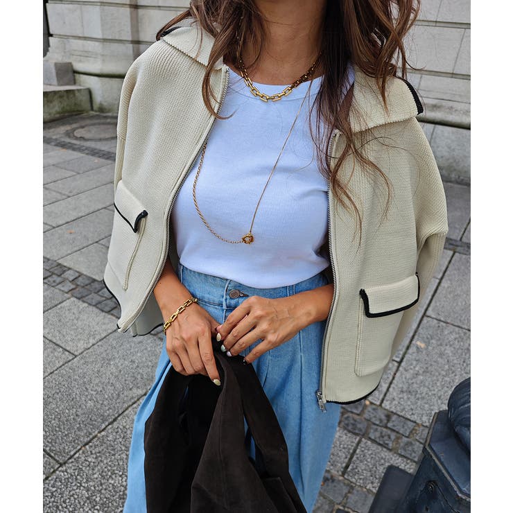 ダブルジップニットブルゾンesutoreja カーディガン スタイルアップ | BUYSENSE | 詳細画像5 