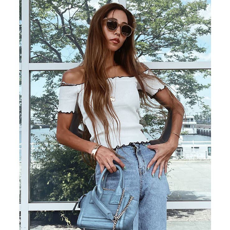 ホワイト | オフショアーリブニットトップス esutoreja カットソー | BUYSENSE