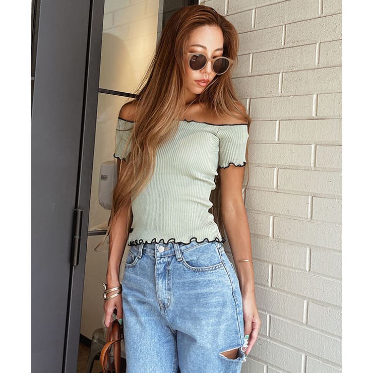 カーキ | オフショアーリブニットトップス esutoreja カットソー | BUYSENSE