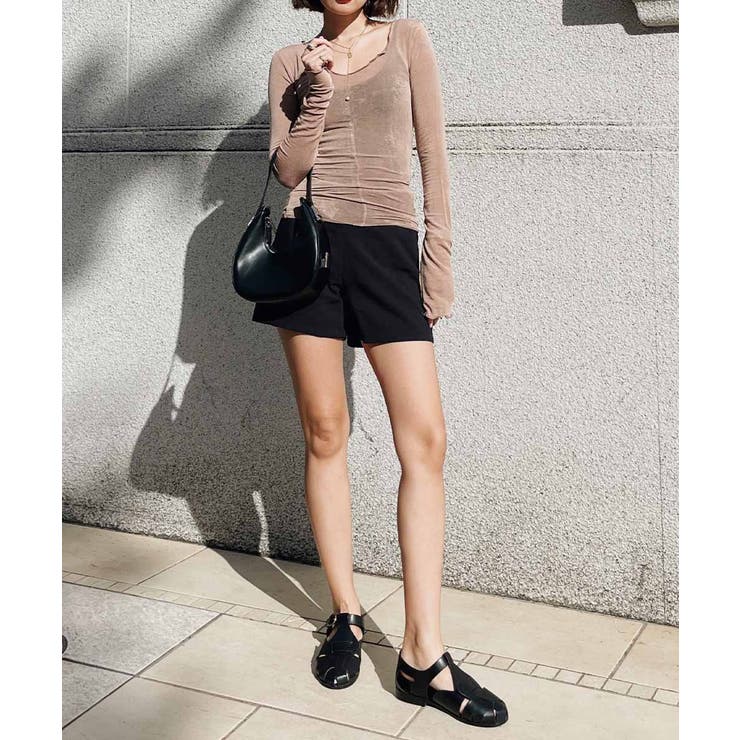 ベージュ | シースルーデザインフリルトップス esutoreja カットソー | BUYSENSE