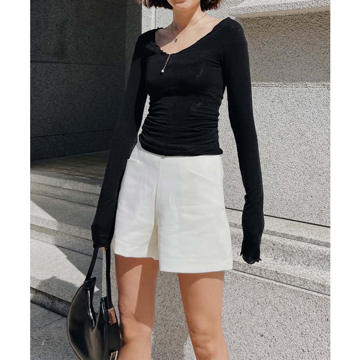 ブラック | シースルーデザインフリルトップス esutoreja カットソー | BUYSENSE