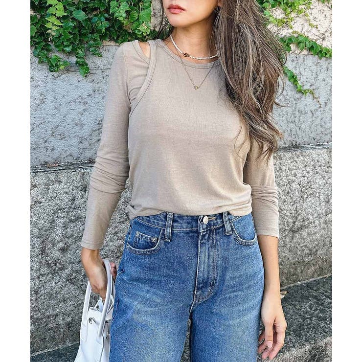 ベージュ | ロングスリーブレイヤードトップス esutoreja カットソー | BUYSENSE