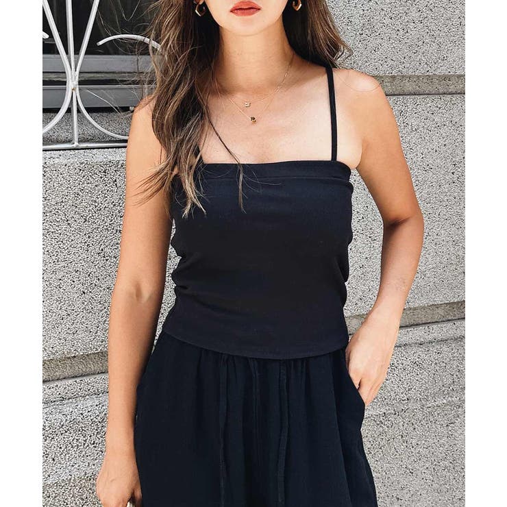 ブラック | カップショートキャミソールesutoreja カットソー レディース トレンド | BUYSENSE