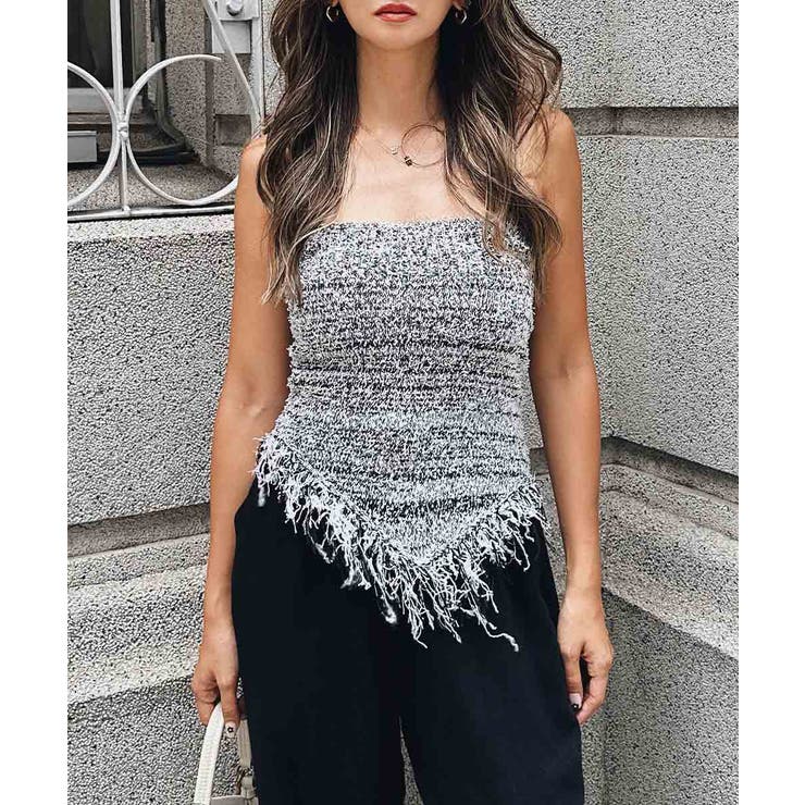 ブラック | フリンジビスチェesutoreja カットソー レディース トレンド | BUYSENSE