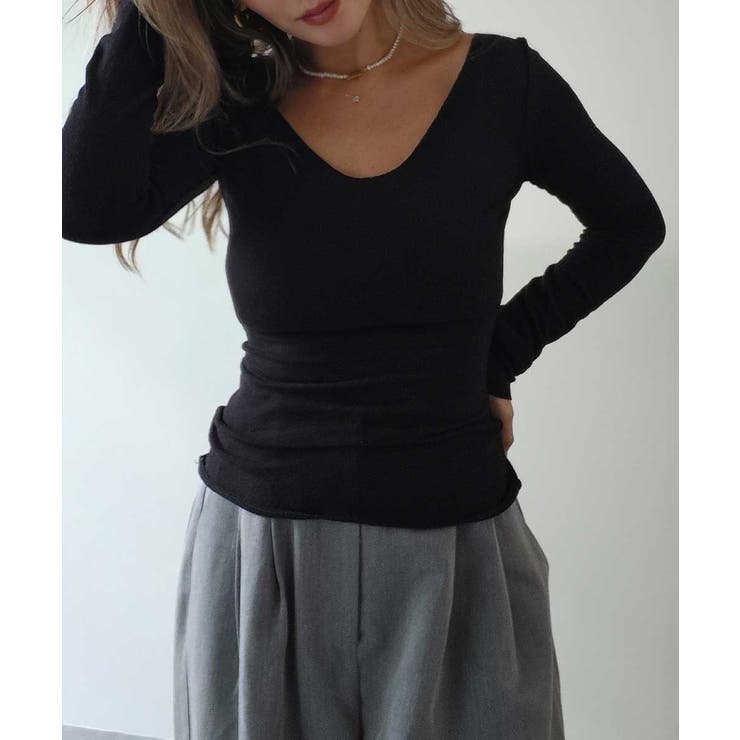 Vネックシンプルトップスesutoreja カットソー スタイルアップレディース | BUYSENSE | 詳細画像2 