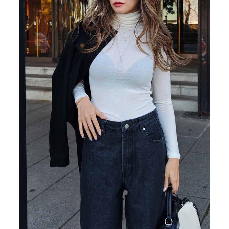 ホワイト | ベーシックタートルネックトップスesutoreja カットソー スタイルアップ | BUYSENSE