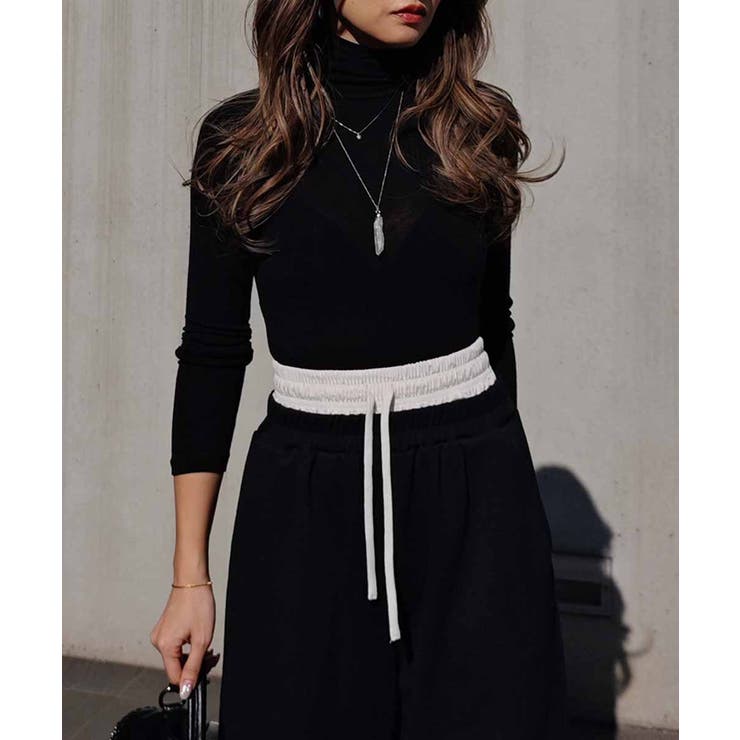 ブラック | ベーシックタートルネックトップスesutoreja カットソー スタイルアップ | BUYSENSE