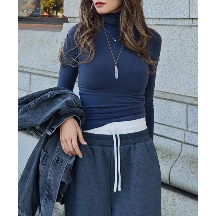 ネイビー | ベーシックタートルネックトップスesutoreja カットソー スタイルアップ | BUYSENSE