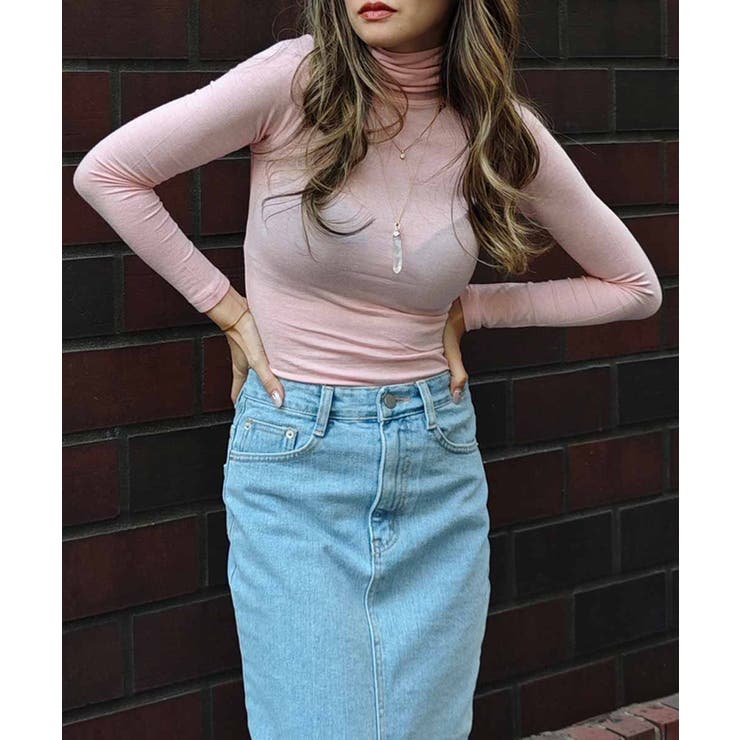 ピンク | ベーシックタートルネックトップスesutoreja カットソー スタイルアップ | BUYSENSE