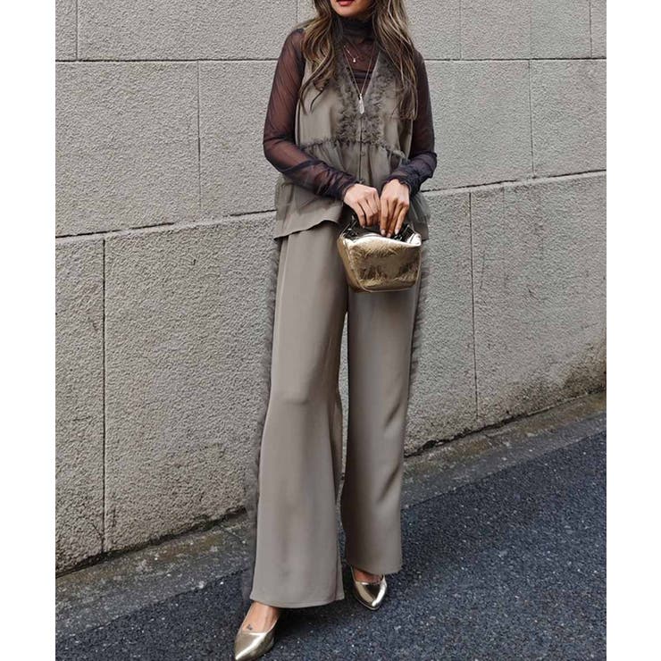 Vネックチュールフリルベストesutoreja カットソー スタイルアップ | BUYSENSE | 詳細画像5 