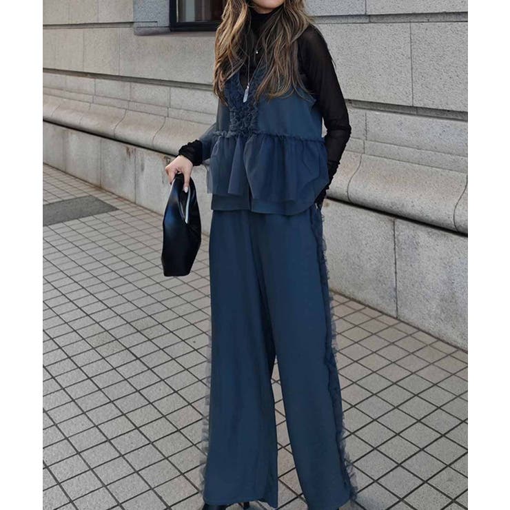 Vネックチュールフリルベストesutoreja カットソー スタイルアップ | BUYSENSE | 詳細画像6 