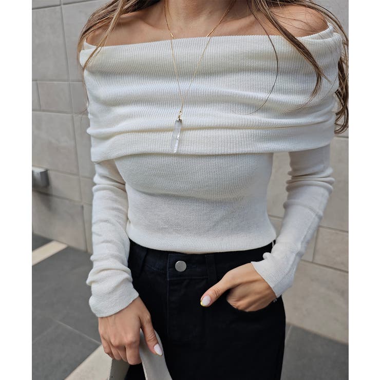 オフショルダーニットトップスesutoreja カットソー スタイルアップ | BUYSENSE | 詳細画像9 