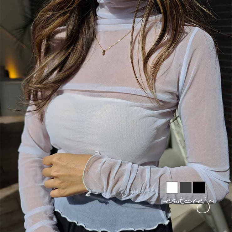 シアータートルネックトップスesutoreja カットソー スタイルアップ | BUYSENSE | 詳細画像1 