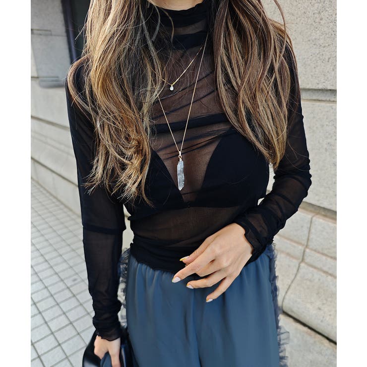 ブラック | シアータートルネックトップスesutoreja カットソー スタイルアップ | BUYSENSE