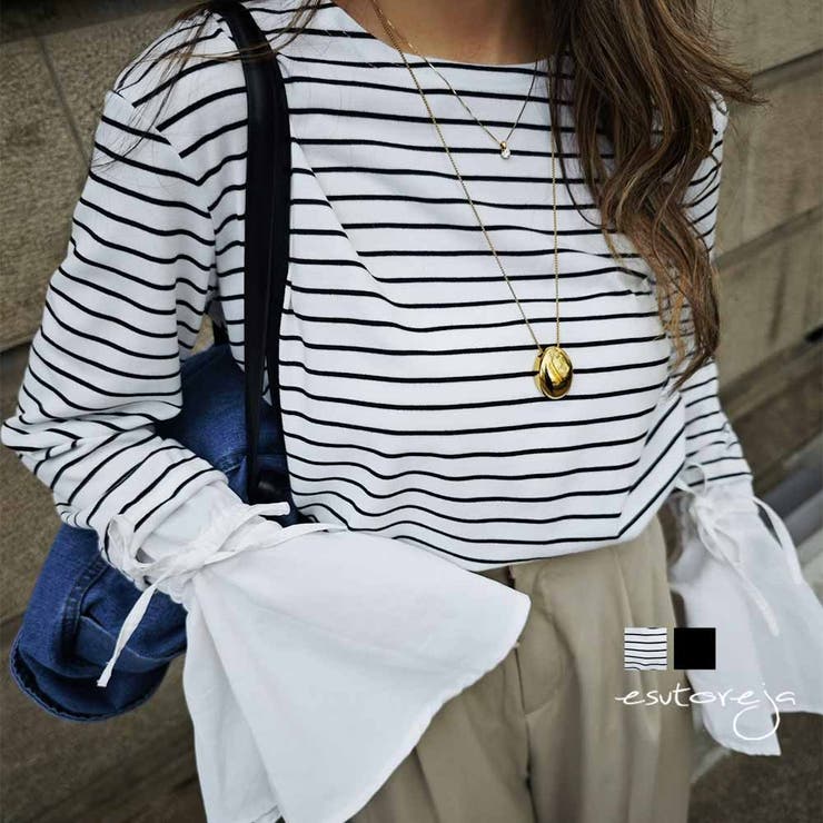 フレアスリーブトップスesutoreja カットソー スタイルアップ | BUYSENSE | 詳細画像1 