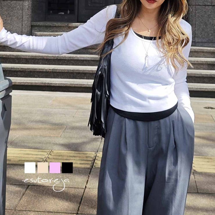 レイヤードロングスリーブトップスesutoreja カットソー スタイルアップ | BUYSENSE | 詳細画像1 