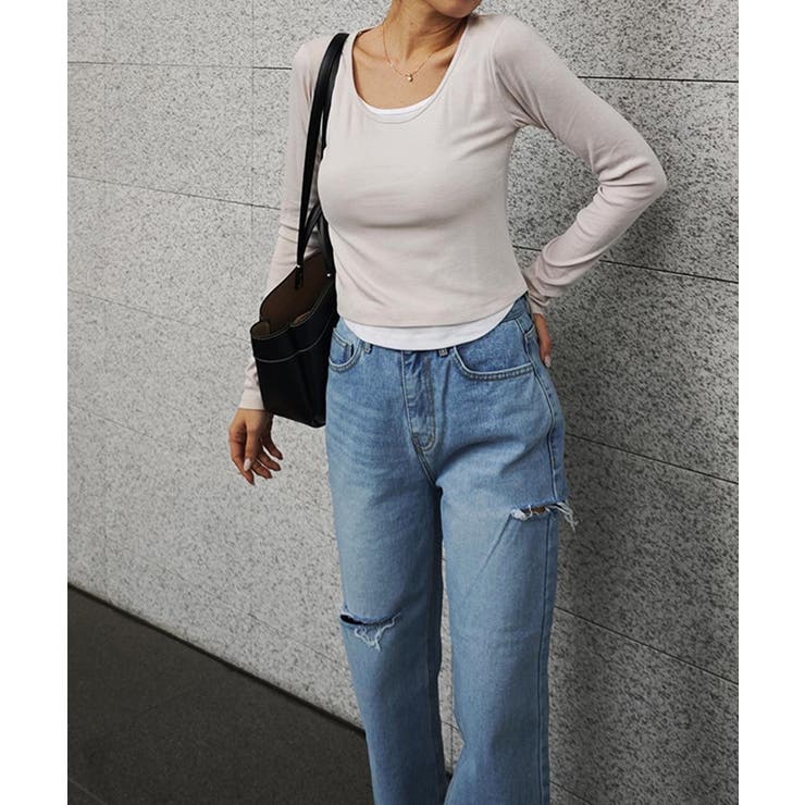 レイヤードロングスリーブトップスesutoreja カットソー スタイルアップ | BUYSENSE | 詳細画像12 