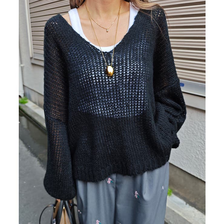 ローゲージブイネックニットesutorejaカットソー スタイルアップ レディー… | BUYSENSE | 詳細画像4 