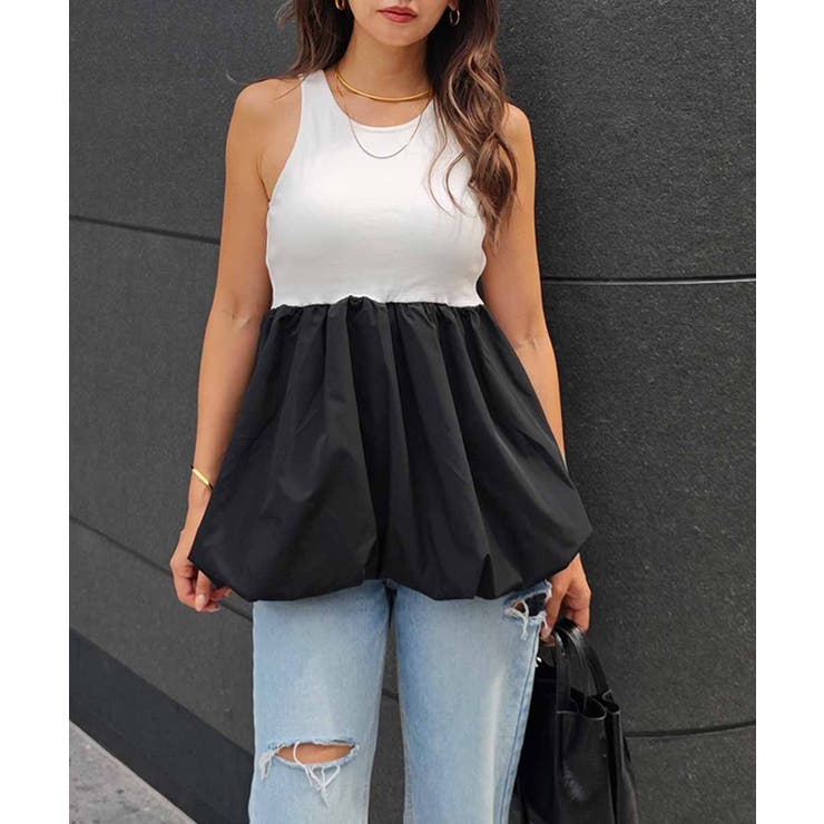 ホワイト | バルーンタンクトップesutoreja カットソー スタイルアップ | BUYSENSE