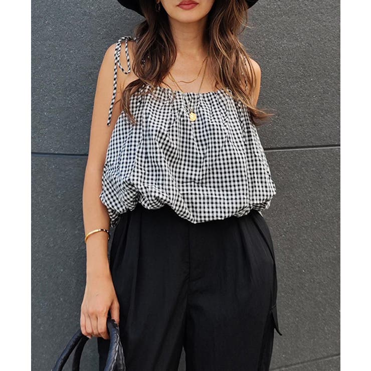 チェック | ショートバルーンキャミソールesutoreja カットソー スタイルアップ | BUYSENSE