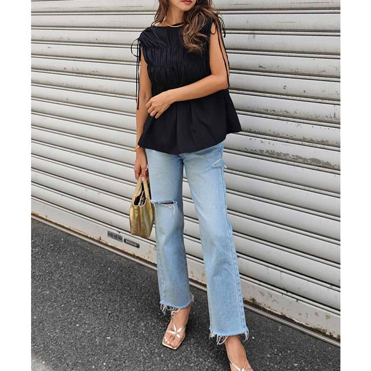 シャーリングリボンブラウスesutoreja カットソー スタイルアップ | BUYSENSE | 詳細画像9 