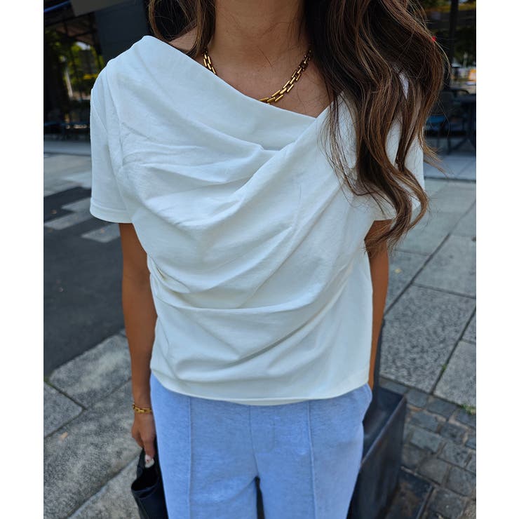 ドレープショートスリーブトップスesutoreja カットソー スタイルアップ | BUYSENSE | 詳細画像9 