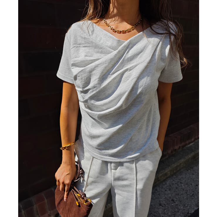 ドレープショートスリーブトップスesutoreja カットソー スタイルアップ | BUYSENSE | 詳細画像3 