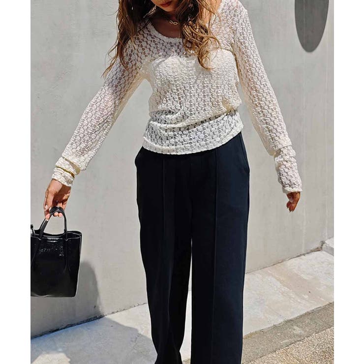 アイボリー | フラワーレースバックオープントップスesutoreja カットソー スタイルアッ… | BUYSENSE