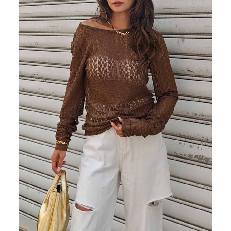 ブラウン | フラワーレースバックオープントップスesutoreja カットソー スタイルアッ… | BUYSENSE