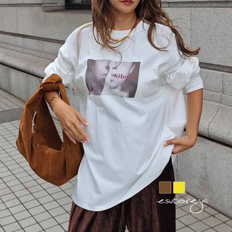 プリントロングスリーブTシャツesutoreja カットソー スタイルアップ | BUYSENSE | 詳細画像1 