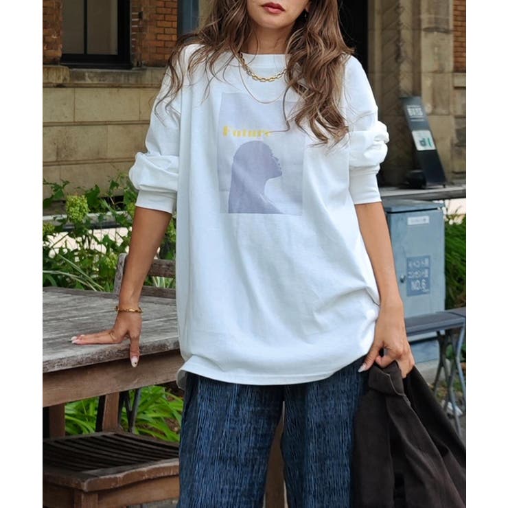 イエロー | プリントロングスリーブTシャツesutoreja カットソー スタイルアップ | BUYSENSE