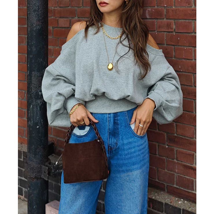 グレー | オープンショルダースウェットトップスesutoreja カットソー スタイルアッ… | BUYSENSE