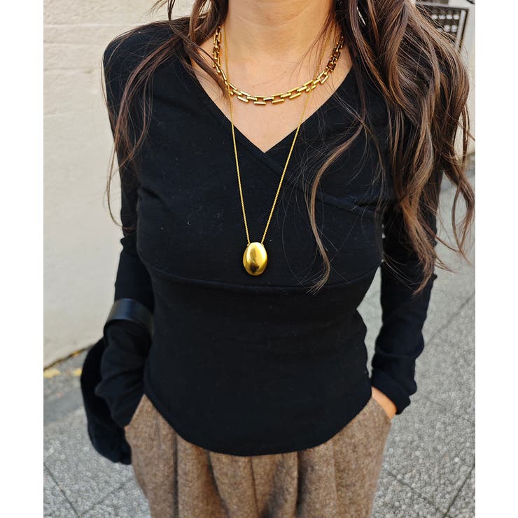 ブラック | カシュクールトップスesutoreja カットソー スタイルアップ | BUYSENSE