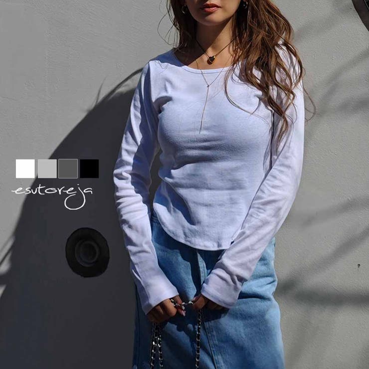 ラウンドヘムベーシックトップスesutoreja カットソー スタイルアップ | BUYSENSE | 詳細画像1 
