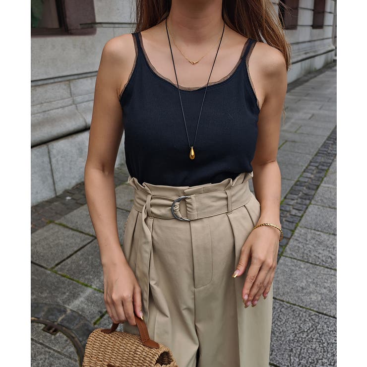ブラック | チュールキャミタンクトップesutoreja カットソー スタイルアップ | BUYSENSE