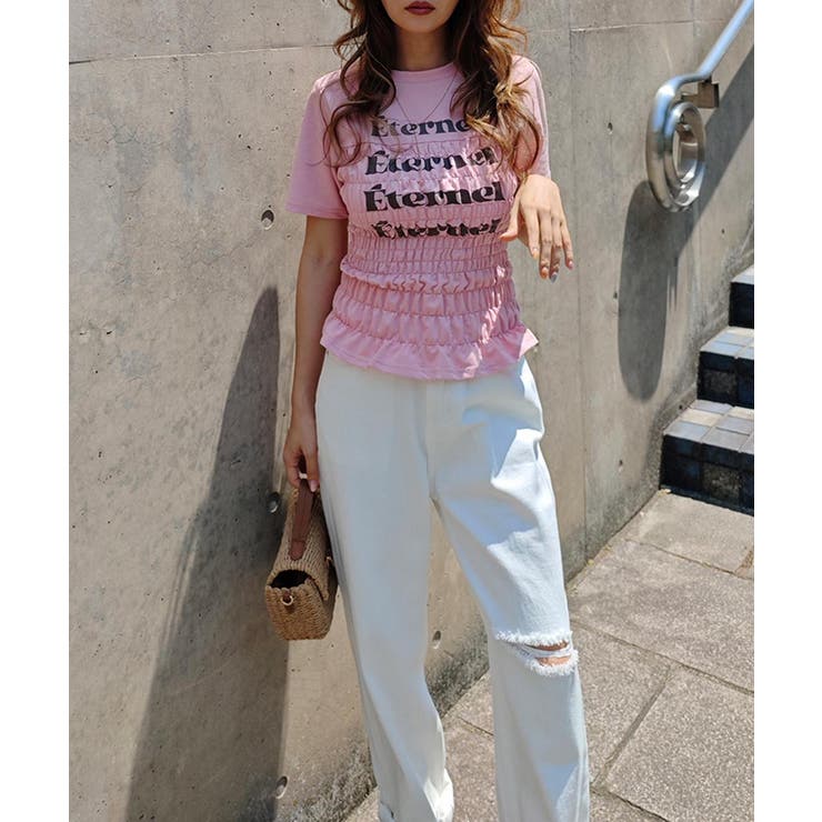 シャーリングロゴTシャツesutoreja カットソー スタイルアップ | BUYSENSE | 詳細画像10 