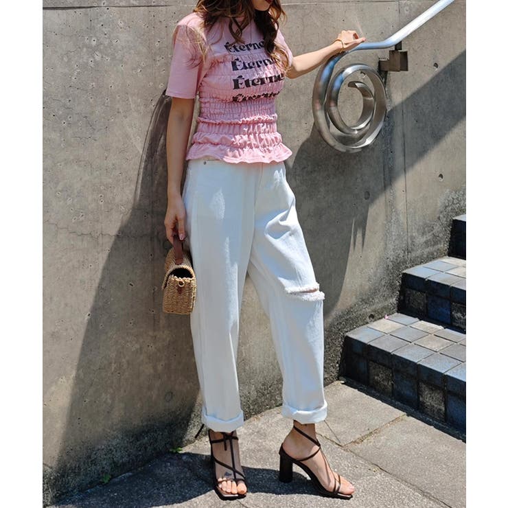 シャーリングロゴTシャツesutoreja カットソー スタイルアップ | BUYSENSE | 詳細画像12 